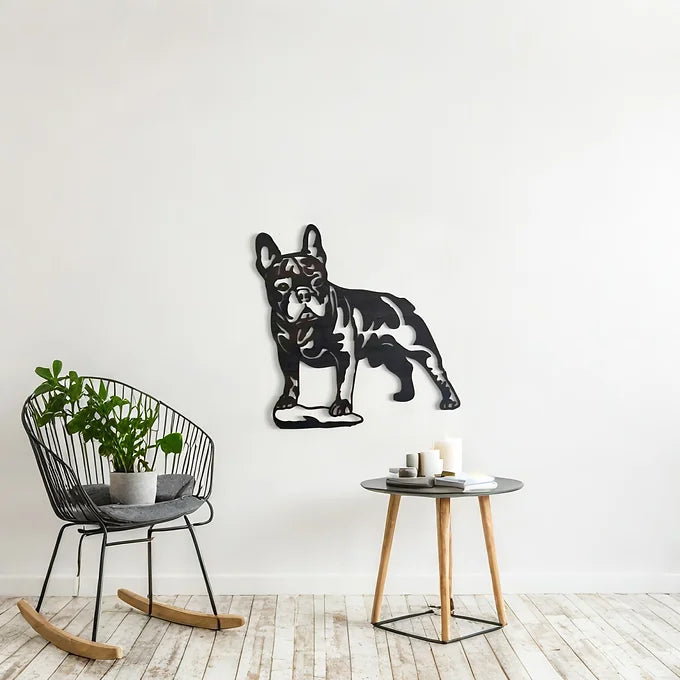 Tableau en bois artisanal  chien - Bouledogue