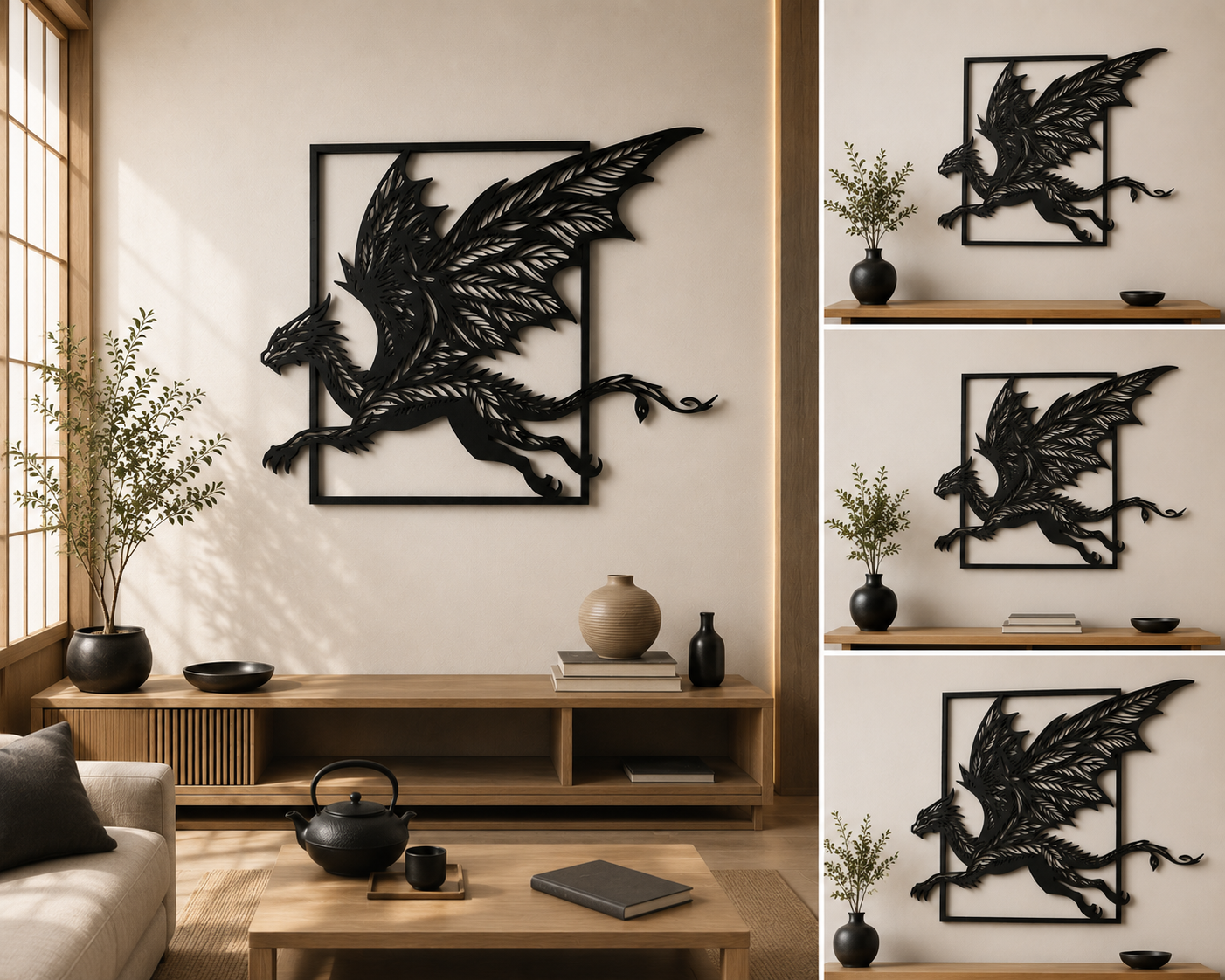 Dragon Fantastique – Art Mural en Bois