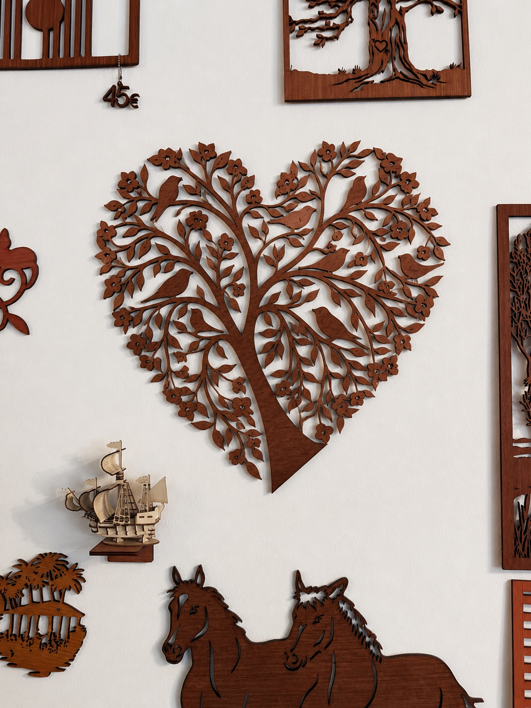 Arbre de vie Coeur en bois - Décoration murale avec oiseaux