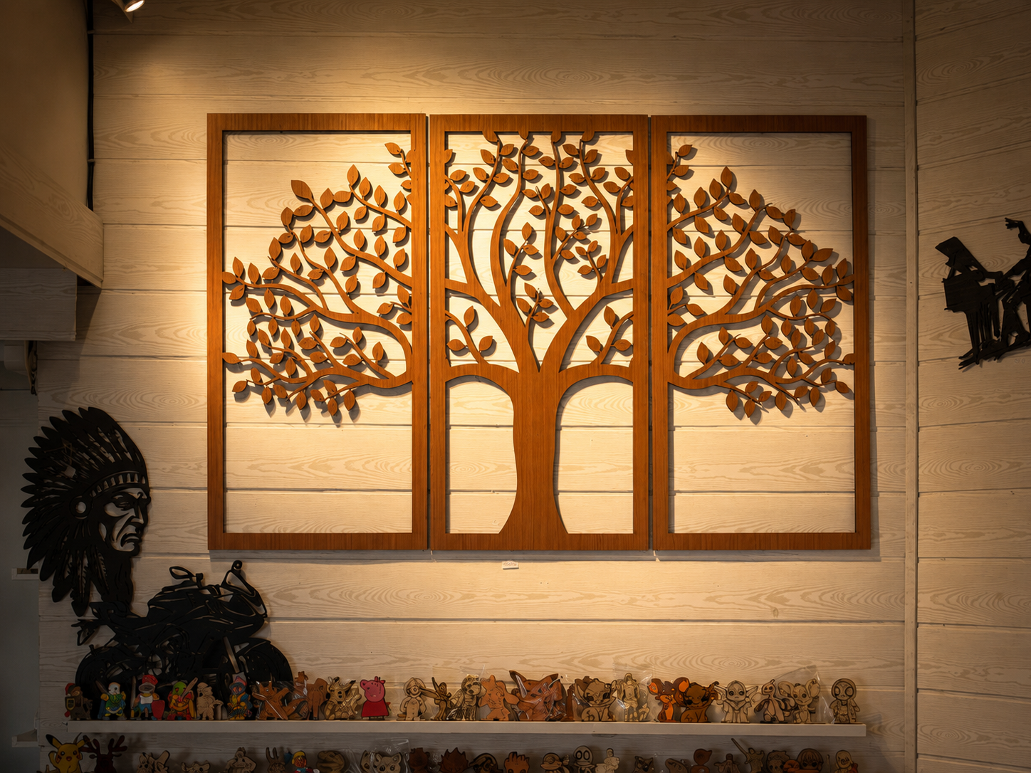 Arbre de vie mural en bois - Triptyque décoratif