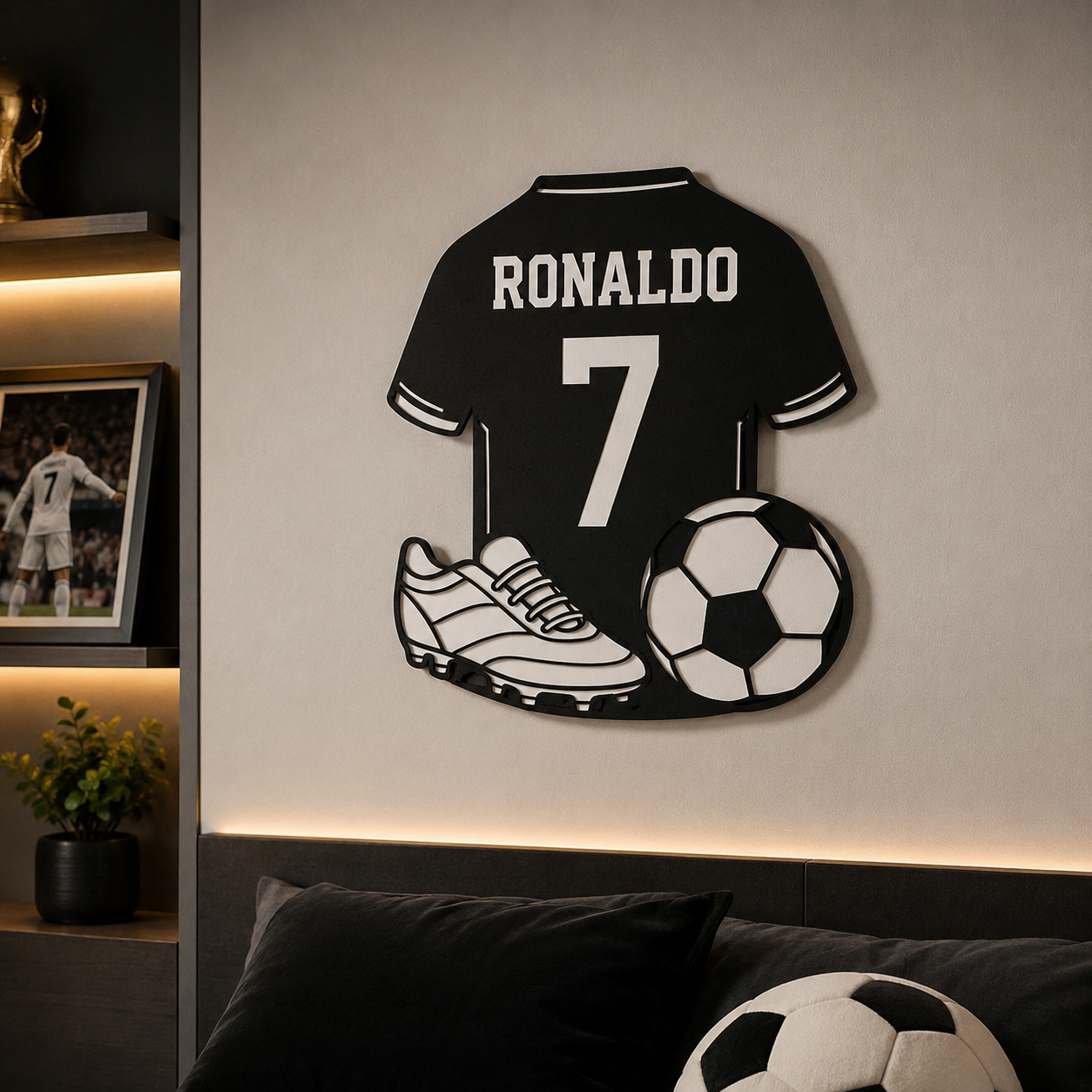 Décoration Murale Maillot de Football Personnalisé – Prénom & Numéro