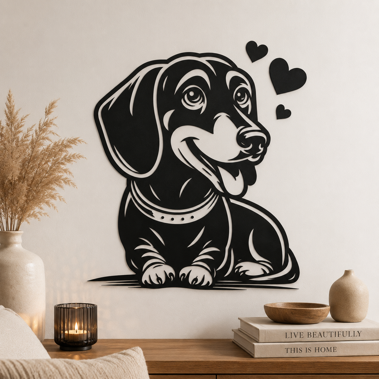 Décoration murale en bois - Chien Teckel