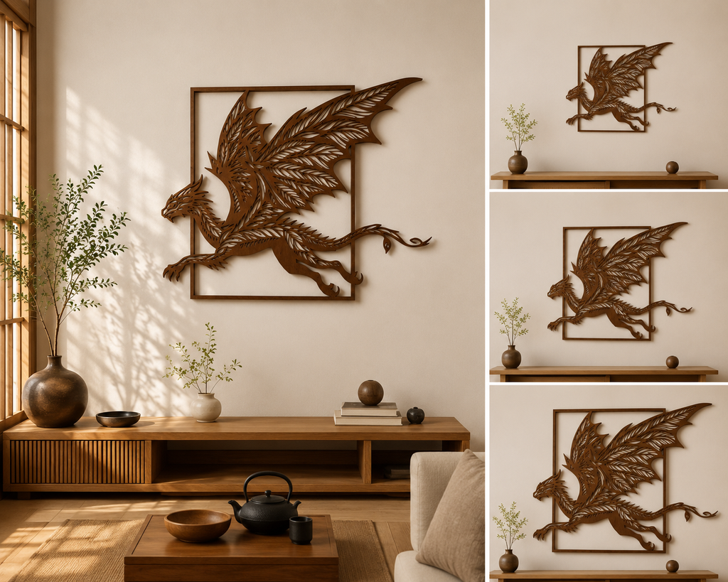 Dragon Fantastique – Art Mural en Bois