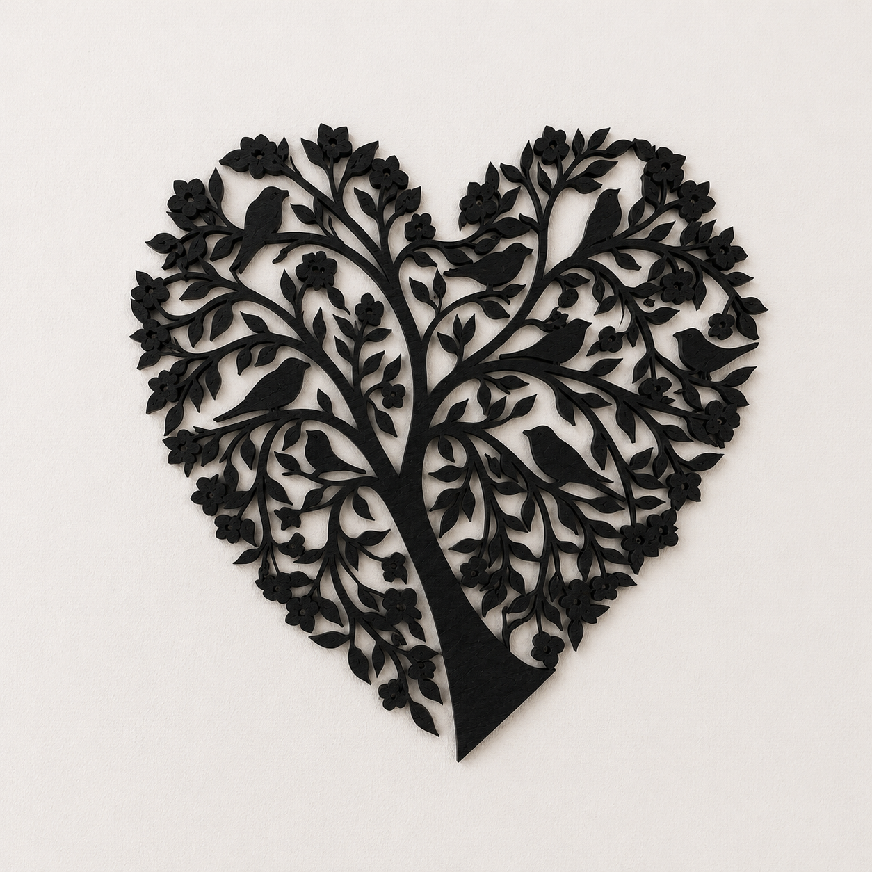 Arbre de vie Coeur en bois - Décoration murale avec oiseaux