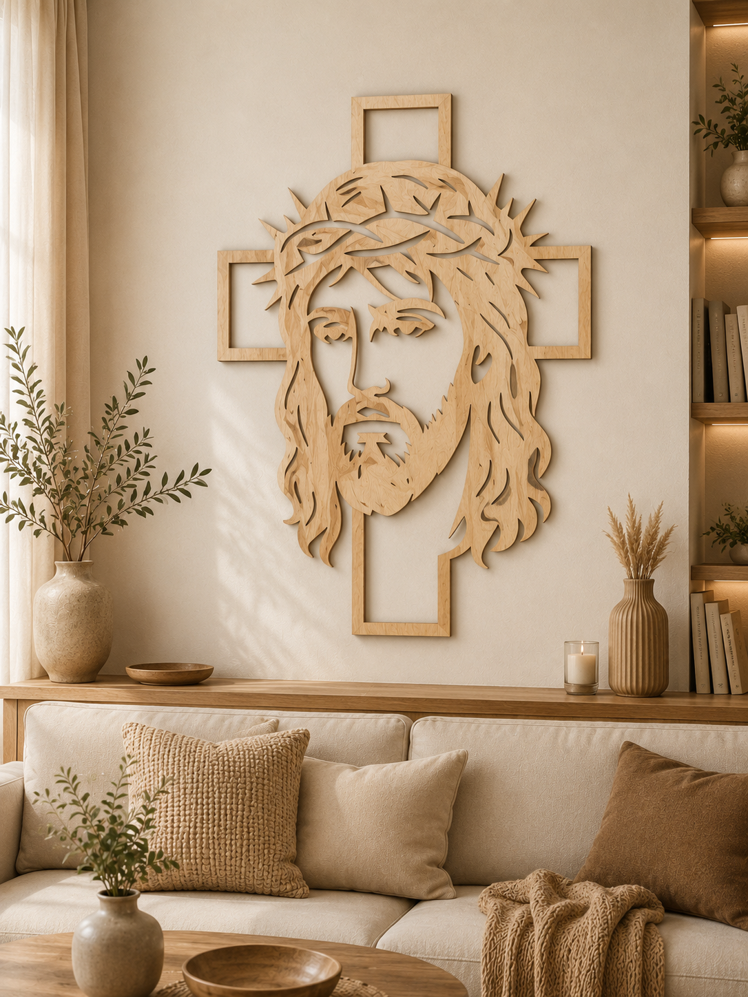 Le Christ Couronné – Décoration murale en bois