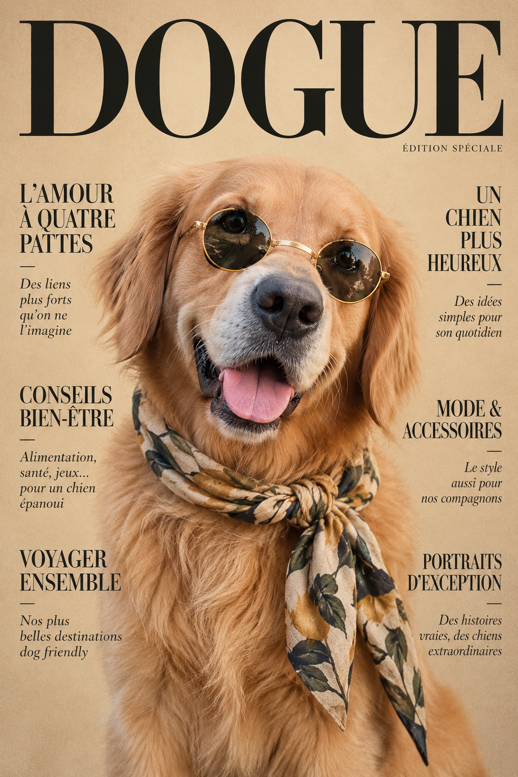 Magnet personnalisé “DOGUE” – Votre chien en couverture de magazine