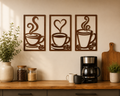 Triptyque Café en Bois – Décoration Murale Cuisine (Lot de 3)