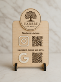 Plaque QR Code Professionnelle en Bois Personnalisée