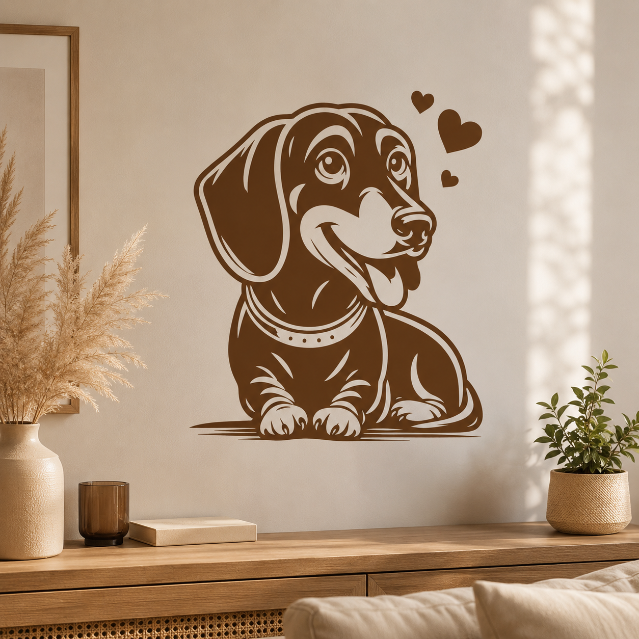 Décoration murale en bois - Chien Teckel