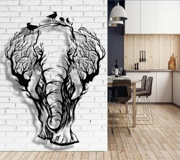 Décoration murale éléphant en bois - l'arbre des éléphants