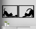 Décoration murale Chats en bois - Duo de Chats Joueurs
