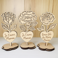 Cadeau fête des mères - Fleur en bois je t'aime Maman
