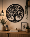 Arbre de vie mural rond en bois