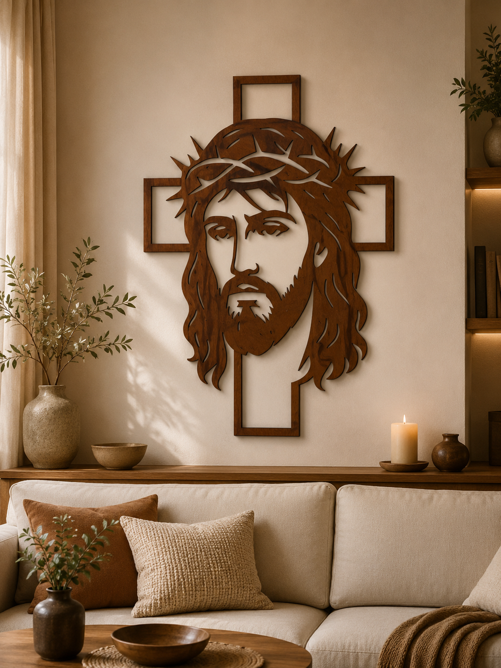 Le Christ Couronné – Décoration murale en bois