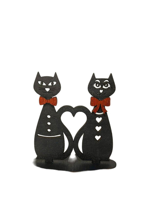 Objets décoratifs artisanal chats en bois