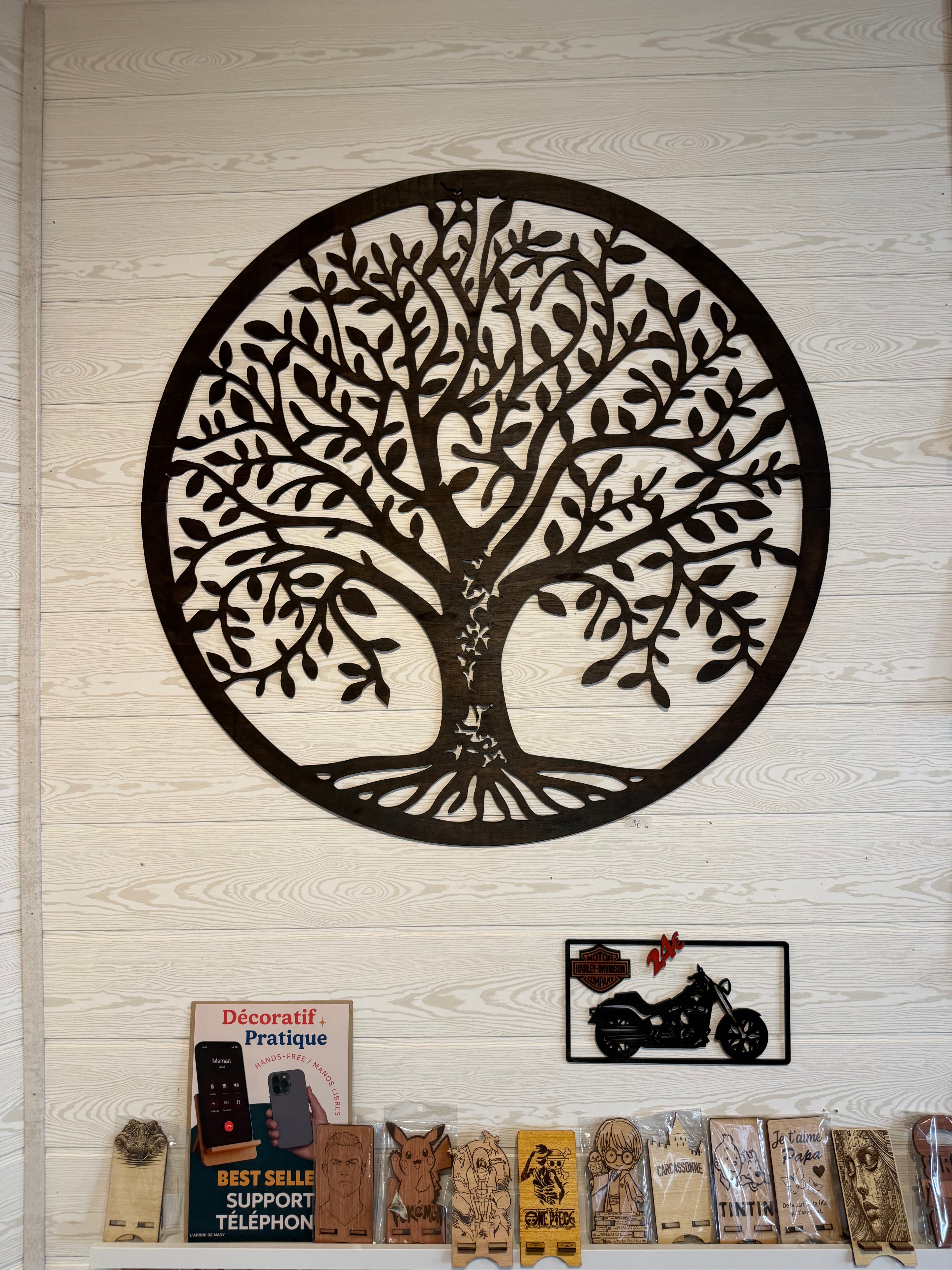 Arbre de vie mural rond en bois
