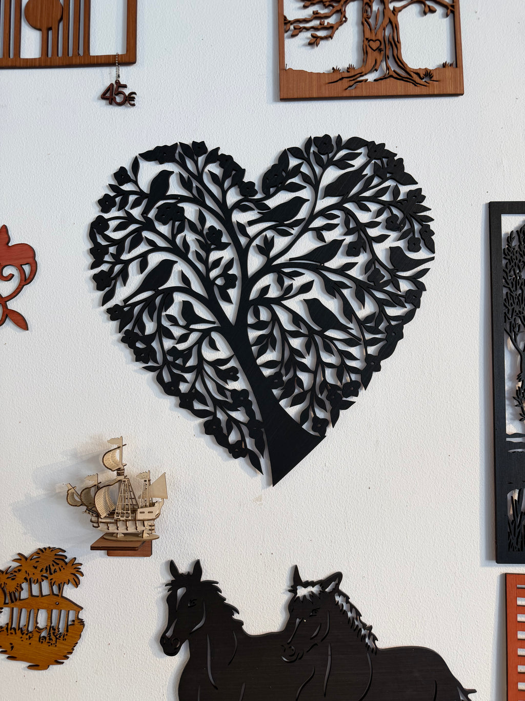 Arbre de vie Coeur en bois - Décoration murale avec oiseaux
