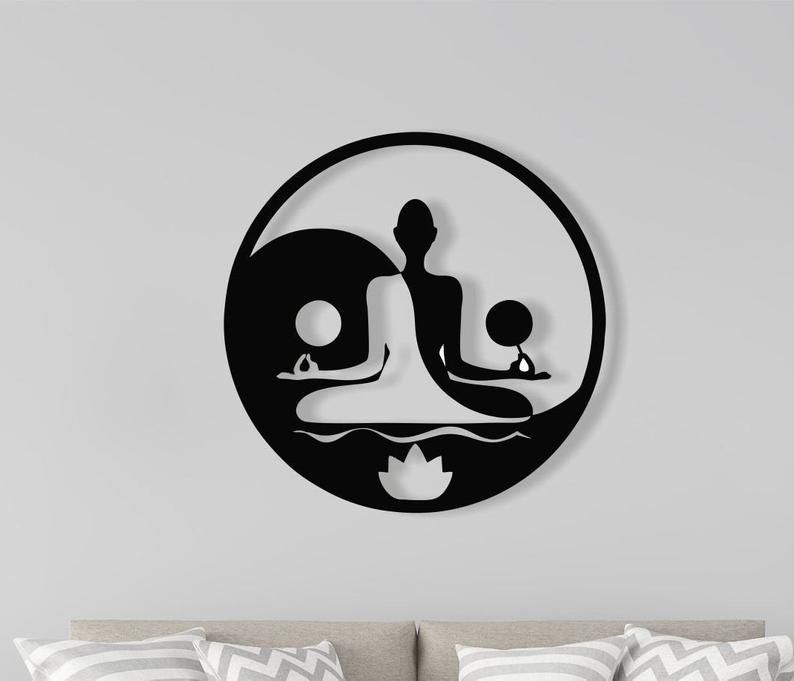 Tableau mural Bouddha Ying Yang - Décoration zen en bois