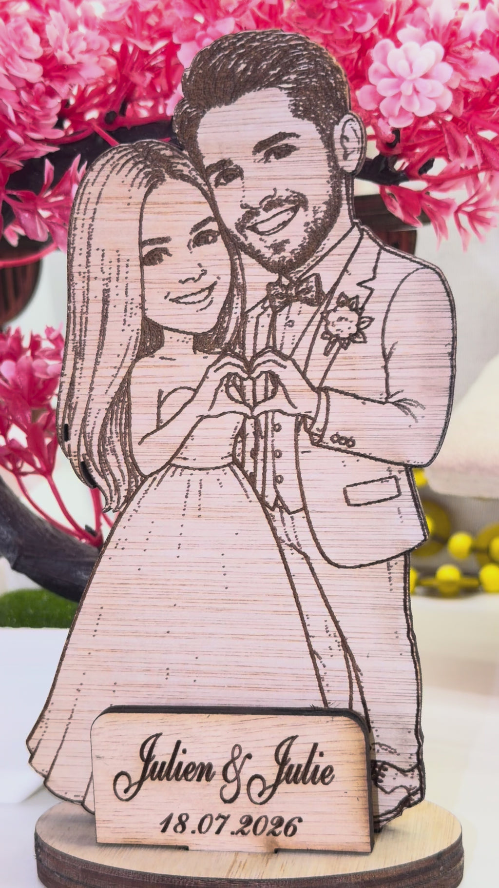 Figurine Mariage Personnalisée en Bois – À partir de votre photo