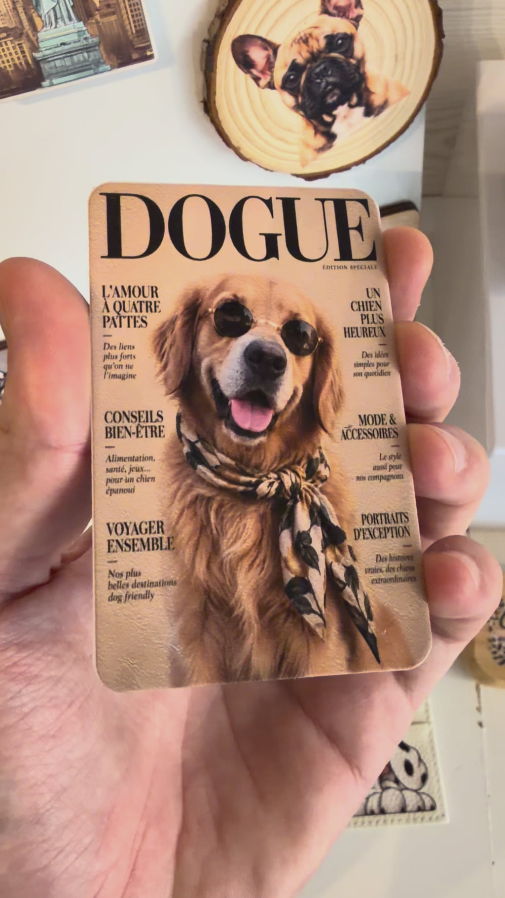 Magnet personnalisé “DOGUE” – Votre chien en couverture de magazine